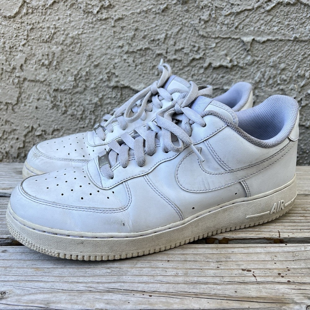 Nike Shoes Men Size 12 Air Force 1 Low White Sneakers Leather Low - Picture 5 of 13